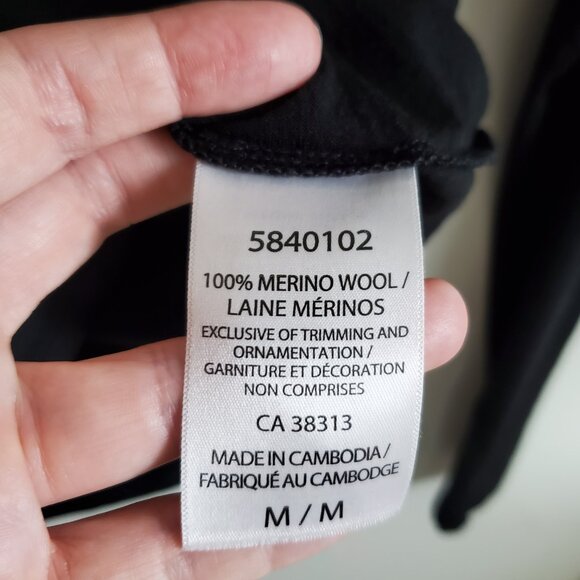 SEGMENTS 100% Merino Wool Base Layer Top Shirt Long Sleeve Black Women's Medium - Picture 9 of 11